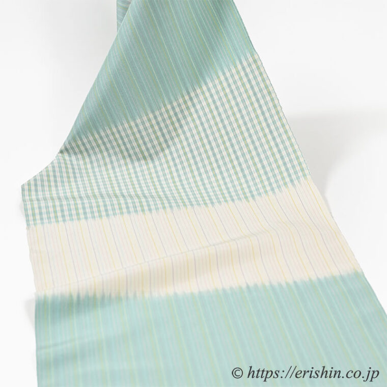 芝崎圭一　座繰紬（緯段格子）