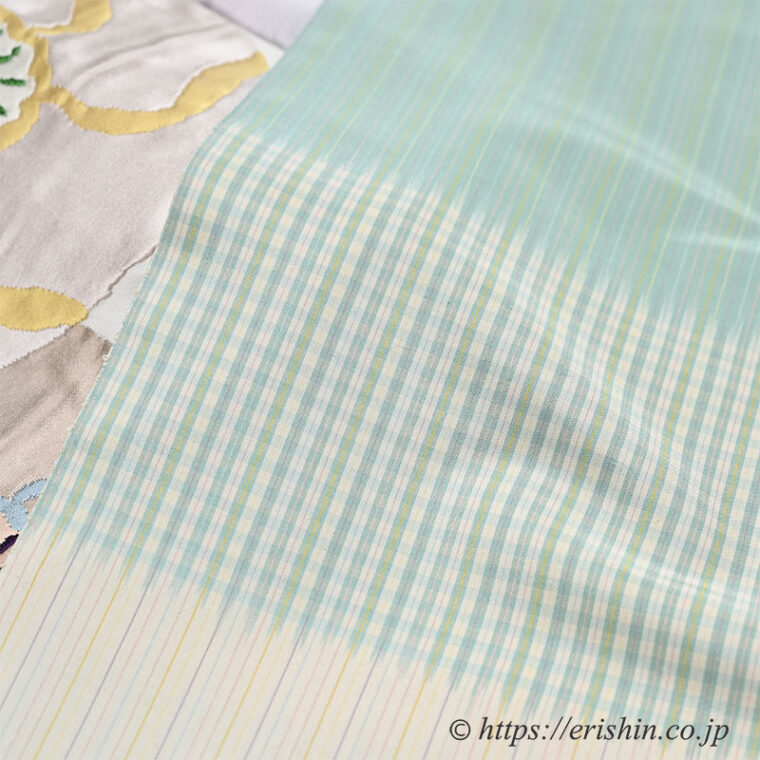 旬のお勧めコーディネート「花見の宴をイメージして」洛風林 九寸帯（花の宴）に芝崎圭一 座繰紬（緯段格子）