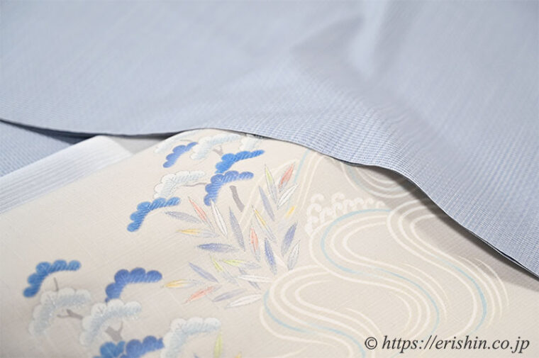 コーディネート「勝山さと子/縞市松着物を夏帯で春の単衣着に」