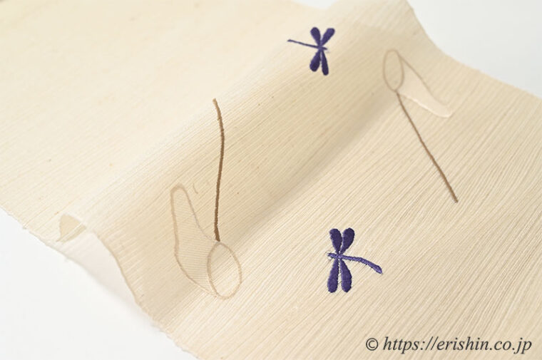 刺繍名古屋帯（麦わら帽子/絽生紬地）[夏・単衣向]