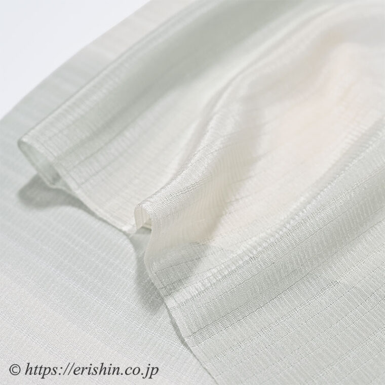 帯揚げ（段暈かし/錆青磁色・乱絽楊柳）［夏・単衣向］加藤萬