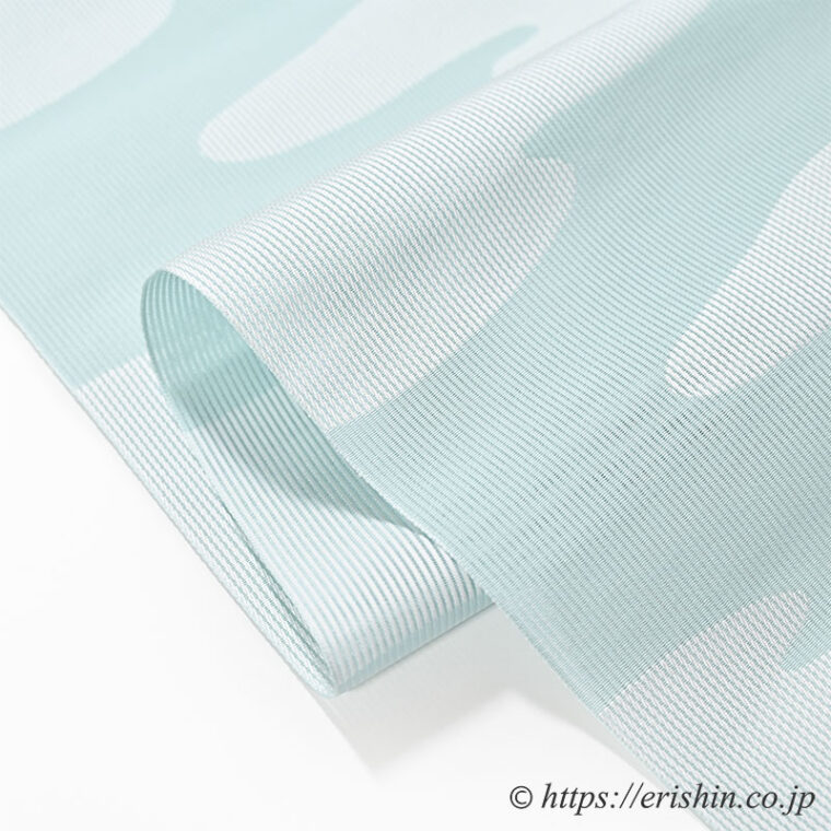 八寸織名古屋帯（雲・竪絽/秘色色）[夏・単衣向]