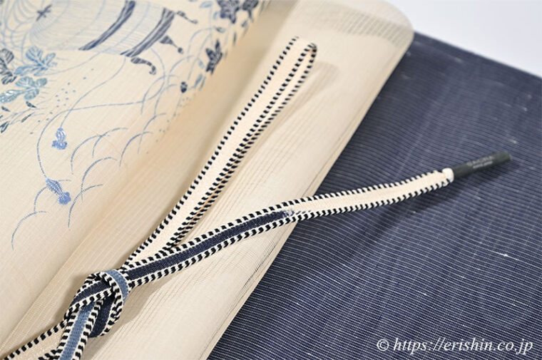 旬のお勧めコーディネート「虫籠の染帯で夏の情景を楽しんで　白たか上布に御所解の帯」