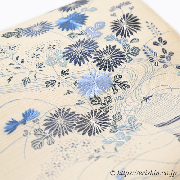 染名古屋帯（虫籠に御所解/絽生紬）[夏・単衣]