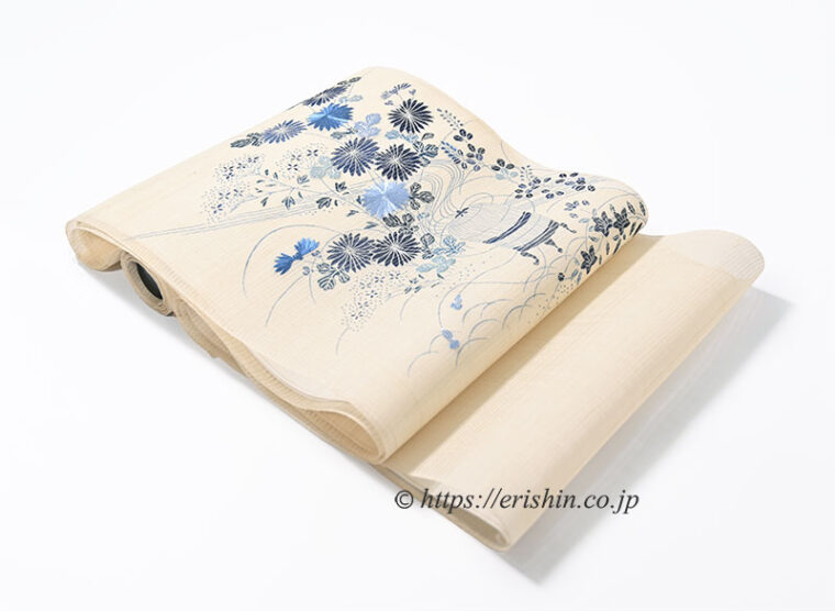 染名古屋帯（虫籠に御所解/絽生紬）[夏・単衣]