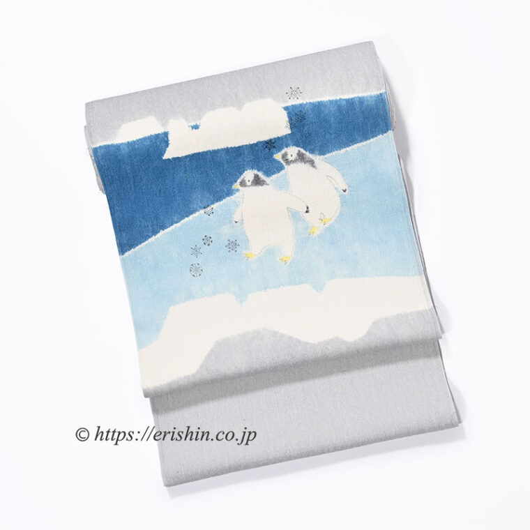 森健持　染名古屋帯（ペンギン・辻ケ花/夏紬地）[夏・単衣]