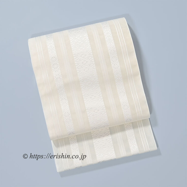 博多八寸織名古屋帯（献上/白・紗）