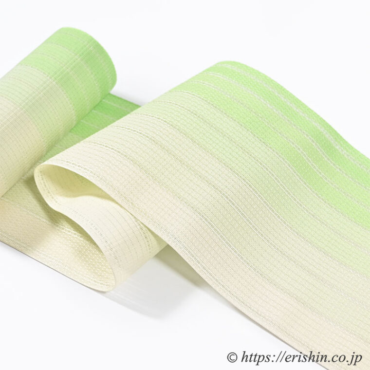 博多半幅帯（粗紗/総暈かし・若葉色）西村織物
