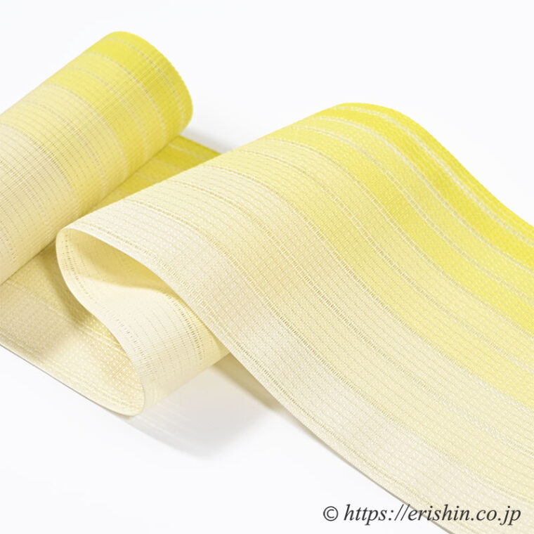 博多半幅帯（粗紗/総暈かし・檸檬色）西村織物