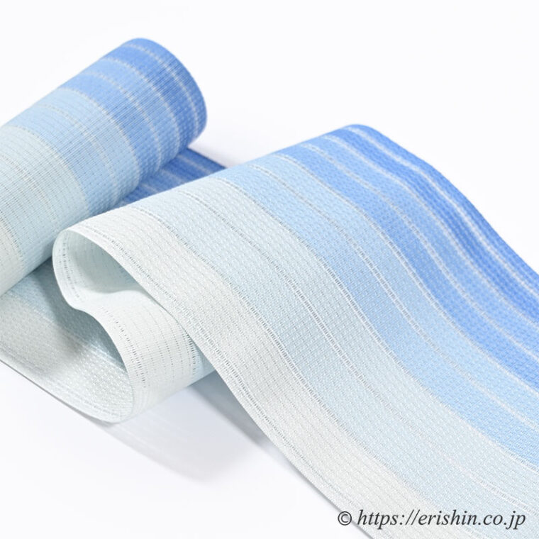 博多半幅帯（粗紗/総暈かし・露草色）西村織物