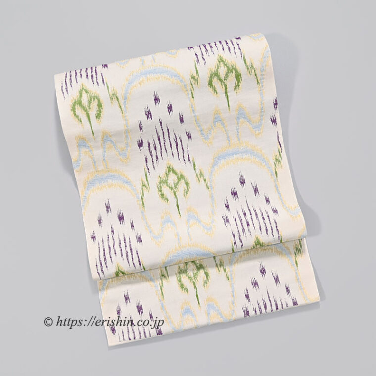 洛風林　九寸織名古屋帯（斑鳩間道/生成色）