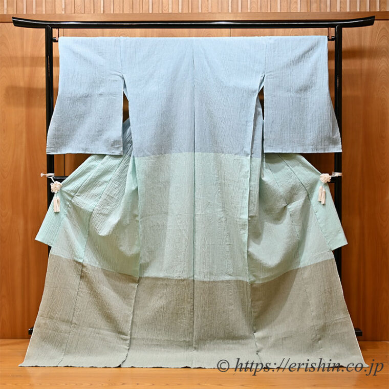おでかけ縮木綿（熨斗目/浅縹色×水浅葱×麹塵色）【えり新オリジナル限定カラー】