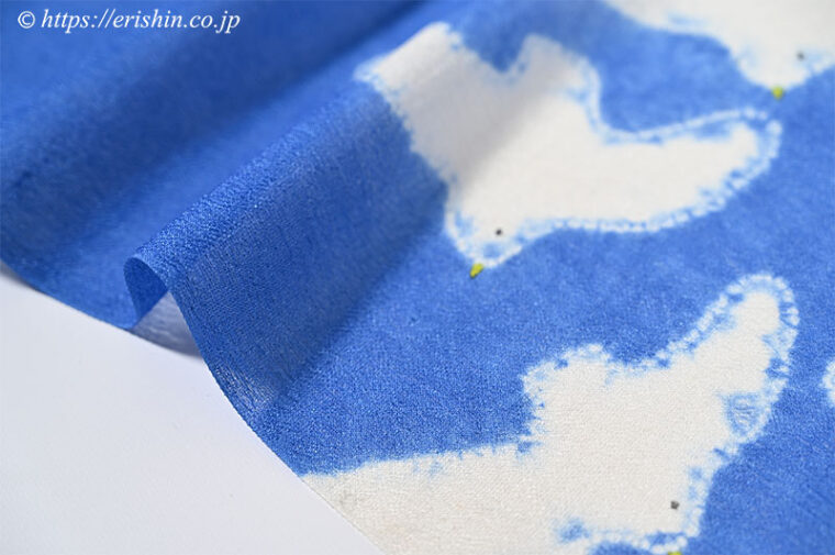 森健持　染名古屋帯（青空に飛ぶカモメ・辻ケ花/夏紬地）[夏・単衣向]