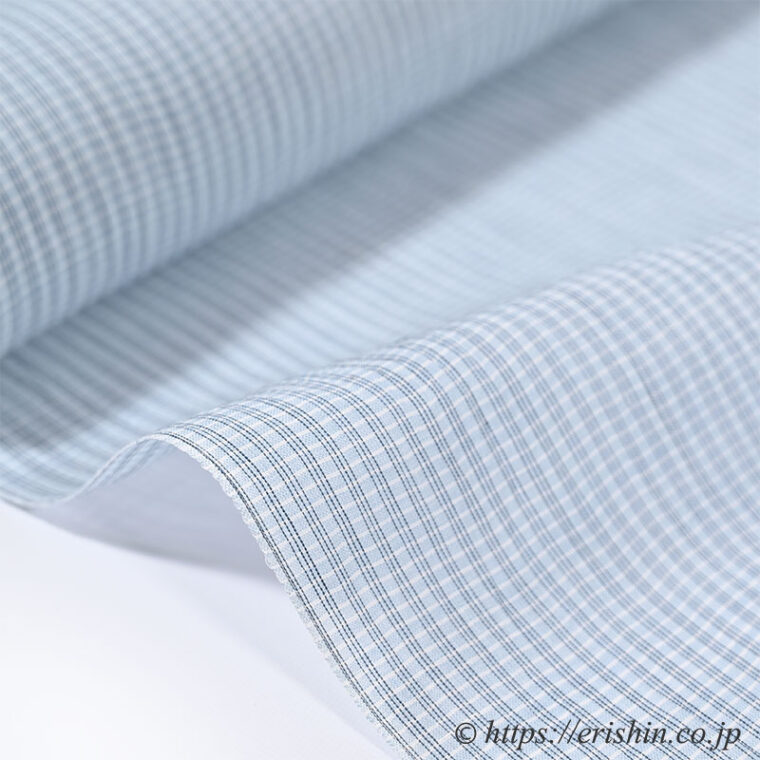 小千谷縮（三筋の細縞/空色）広巾　吉新織物