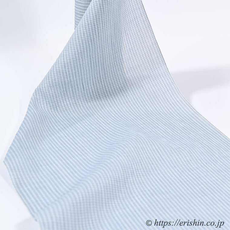 小千谷縮（三筋の細縞/空色）広巾
