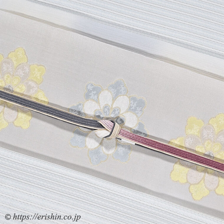 旬のお勧めコーディネート「下井伸彦作 綾織横段縞に 洛風林の大きな華文を」