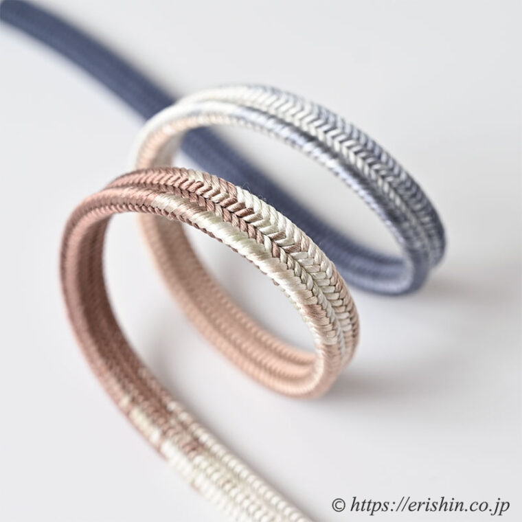 帯締め　御嶽組（三色暈かし/熨斗目花色に唐茶色）