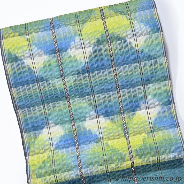 浅倉広美　九寸織名古屋帯（緑光）