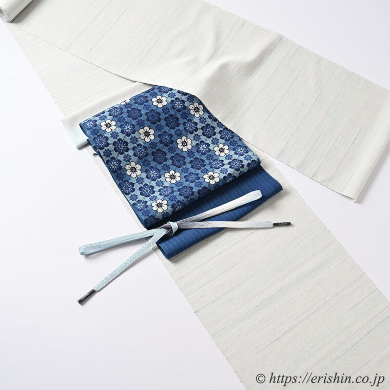 旬のお勧めコーディネート「下井伸彦作 花織入朧緯縞に 城間栄市の琉球本紅型藍型を」