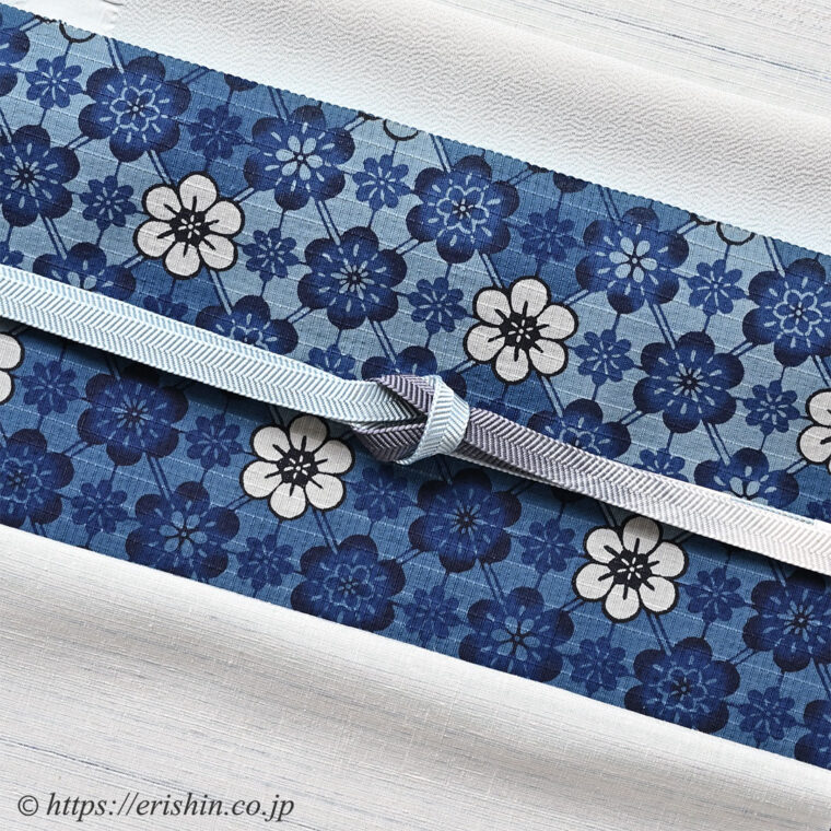 旬のお勧めコーディネート「下井伸彦作 花織入朧緯縞に 城間栄市の琉球本紅型藍型を」