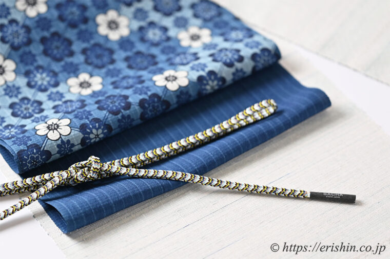 旬のお勧めコーディネート「下井伸彦作 花織入朧緯段縞に 城間栄市の琉球本紅型藍型を」