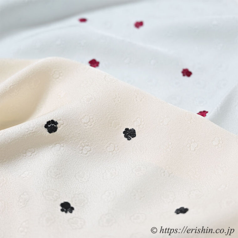 帯揚げ（猫足地紋に刺繍の猫足）2種