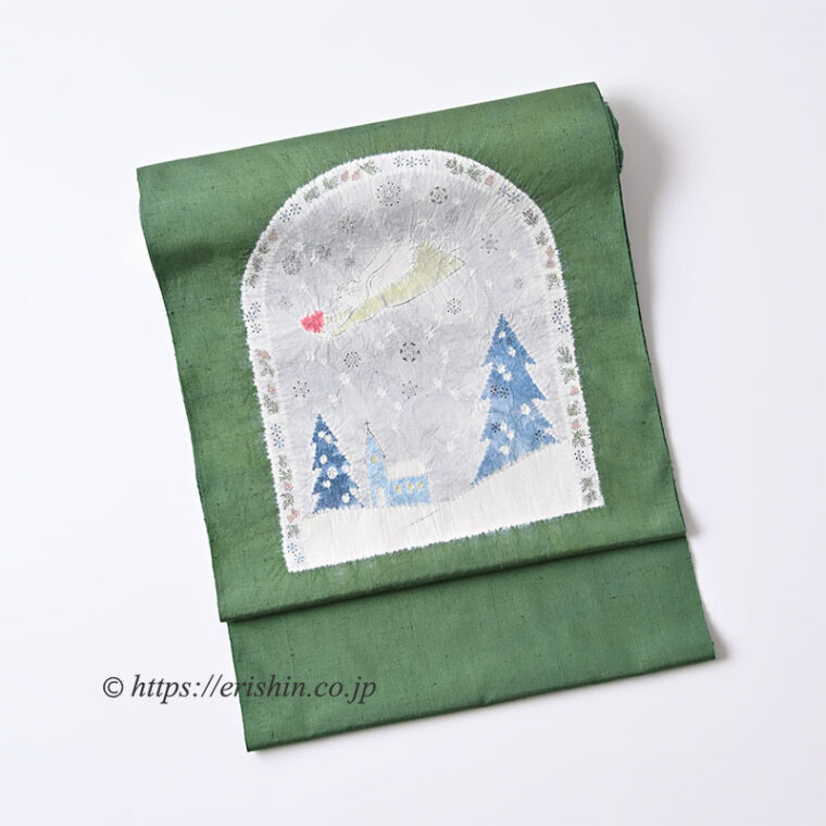 森健持　染名古屋帯（天使・辻ケ花/紬地）