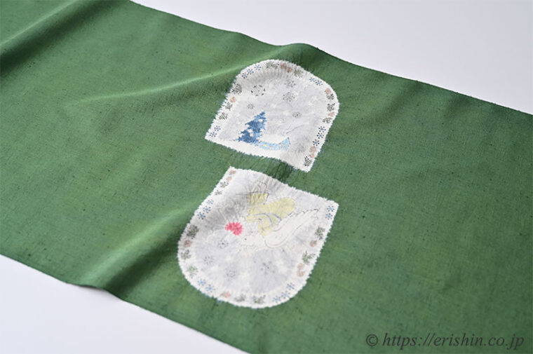 森健持　染名古屋帯（天使・辻ケ花/紬地）