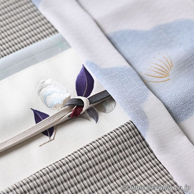 旬のお勧めコーディネート「椿を愛でる　椿の帯に椿の羽織を」