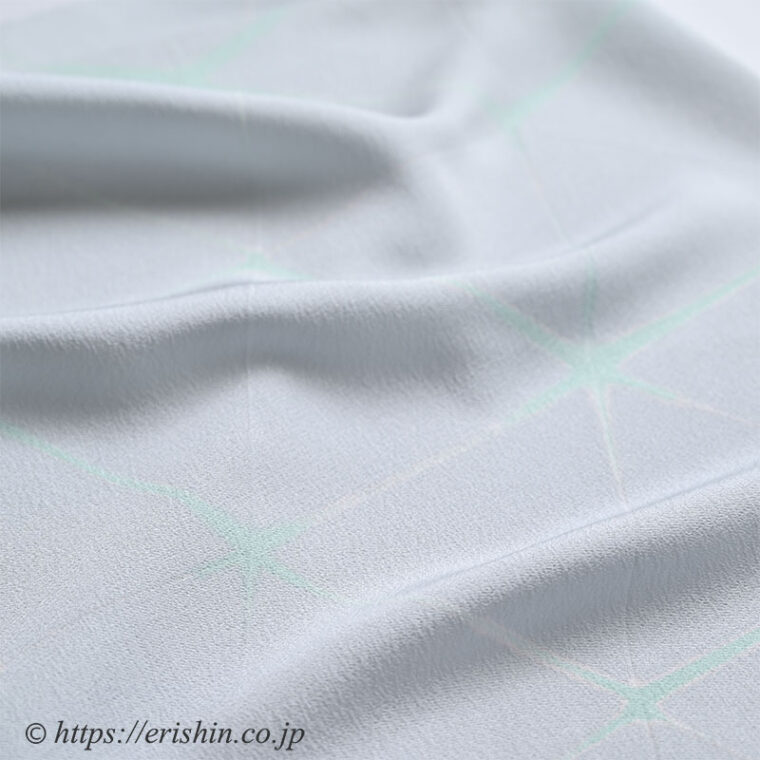 帯揚げ（板締め菱重ね/青みを帯びた白鼠×水浅葱色）