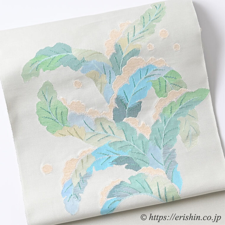 夢訪庵（桝蔵順彦）・作 雪持芭蕉の名古屋帯「着物と帯・呉服えり新」