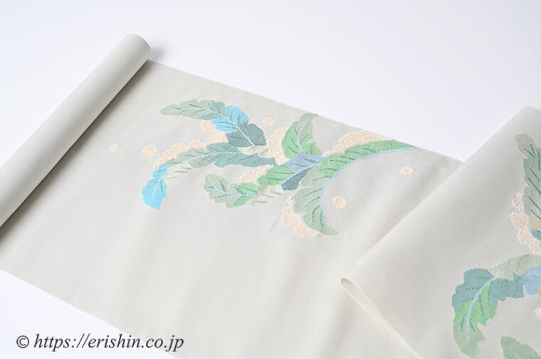 夢訪庵（桝蔵順彦）・作 雪持芭蕉の名古屋帯「着物と帯・呉服えり新」