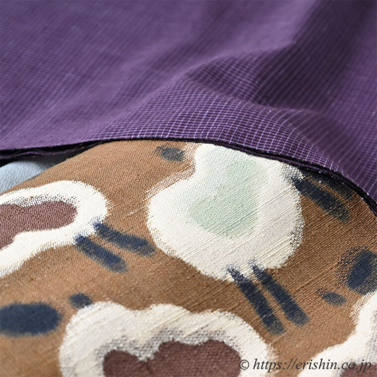 旬のお勧めコーディネート「片身変わりの縞格子の士乎路紬　part2」