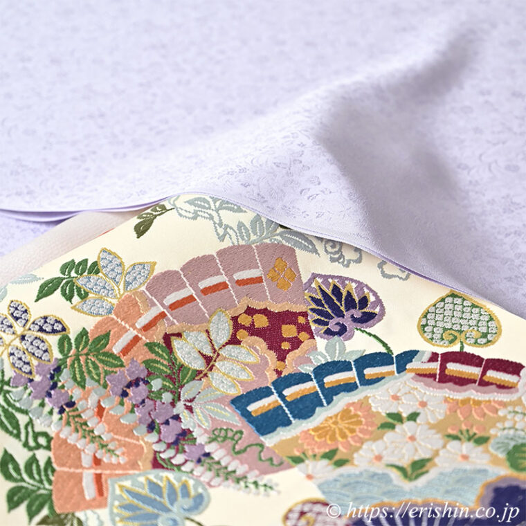 旬のお勧めコーディネート「優雅な扇文を堪能する　色無地に扇文様の袋帯」