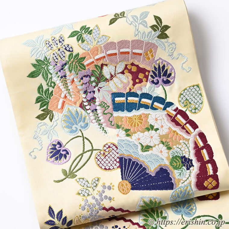 袋帯（唐彩扇文）