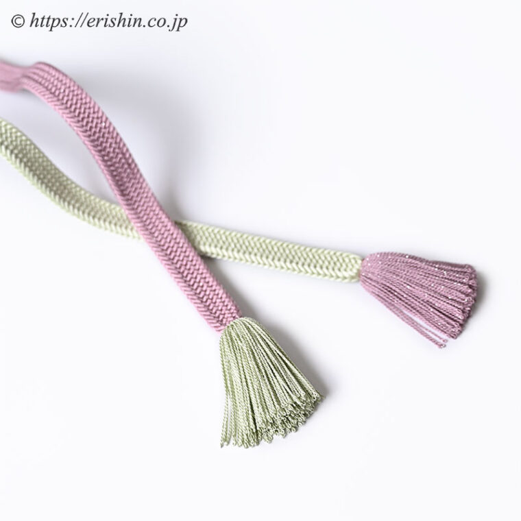 帯締め　内記角朝組（二色暈し/京藤に薄萌葱色）