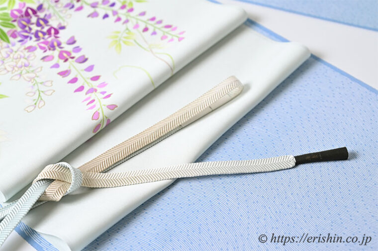 旬のお勧めコーディネート「薫風に揺れる藤の染帯（江戸小紋に藤の染名古屋帯）」