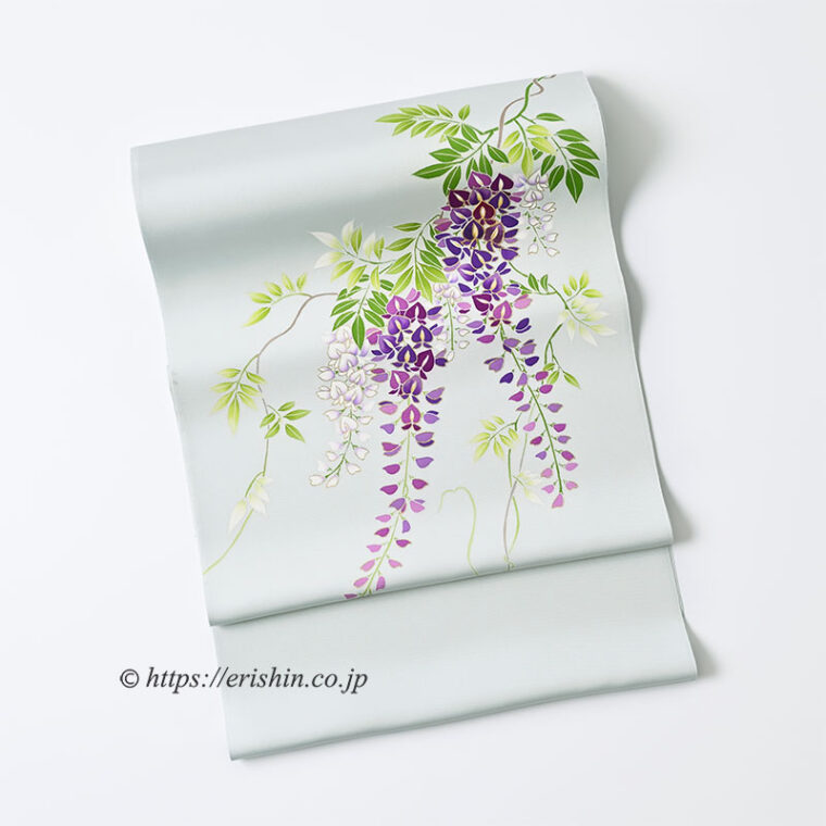 染名古屋帯（藤/塩瀬・淡い瓶覗色）