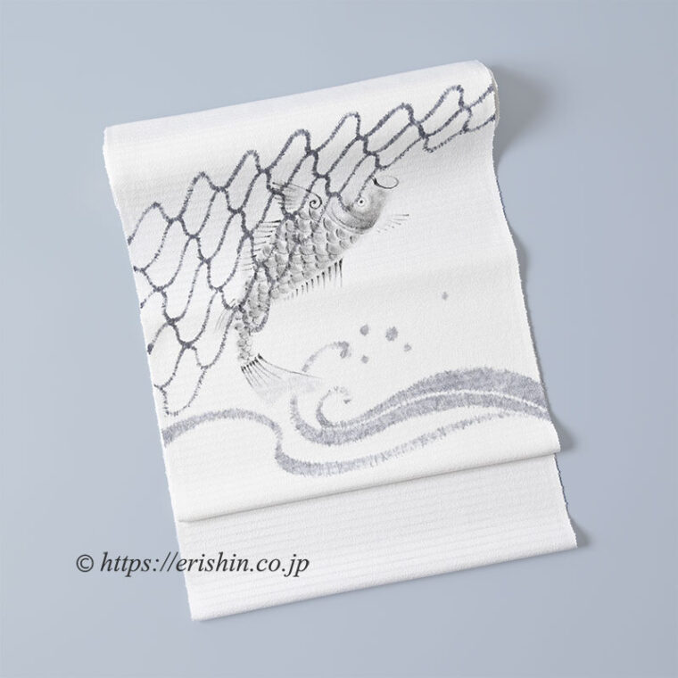 森健持　染名古屋帯（Catcher in the net・辻ケ花/絽縮緬地）[夏・単衣向]