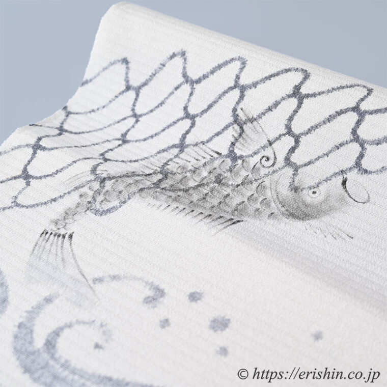 森健持　染名古屋帯（Catcher in the net・辻ケ花/絽縮緬地）[夏・単衣向]