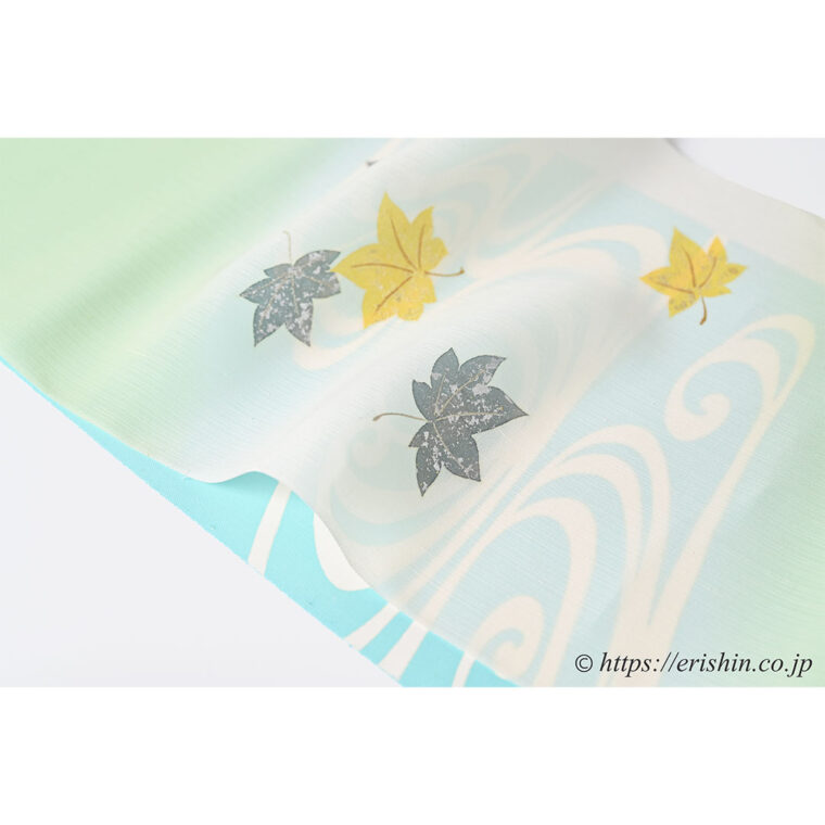 染名古屋帯（楓に観世水/無双） [夏・単衣向]