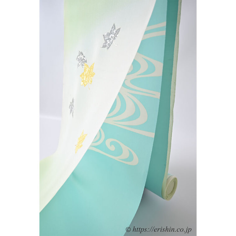 染名古屋帯（楓に観世水/無双） [夏・単衣向]