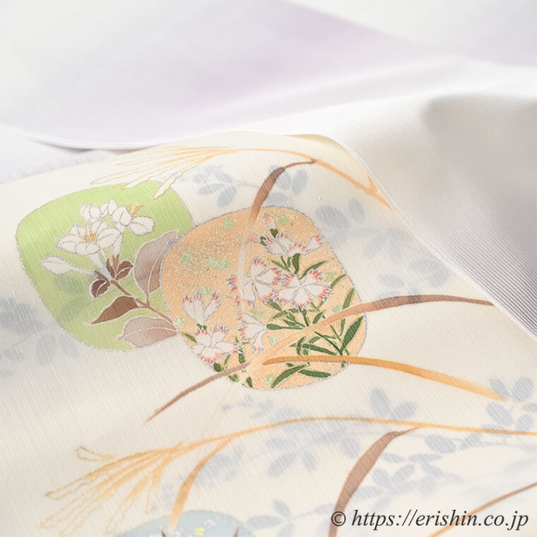 旬のお勧めコーディネート「明石縮と琳派の景色を楽しむ無双の帯」