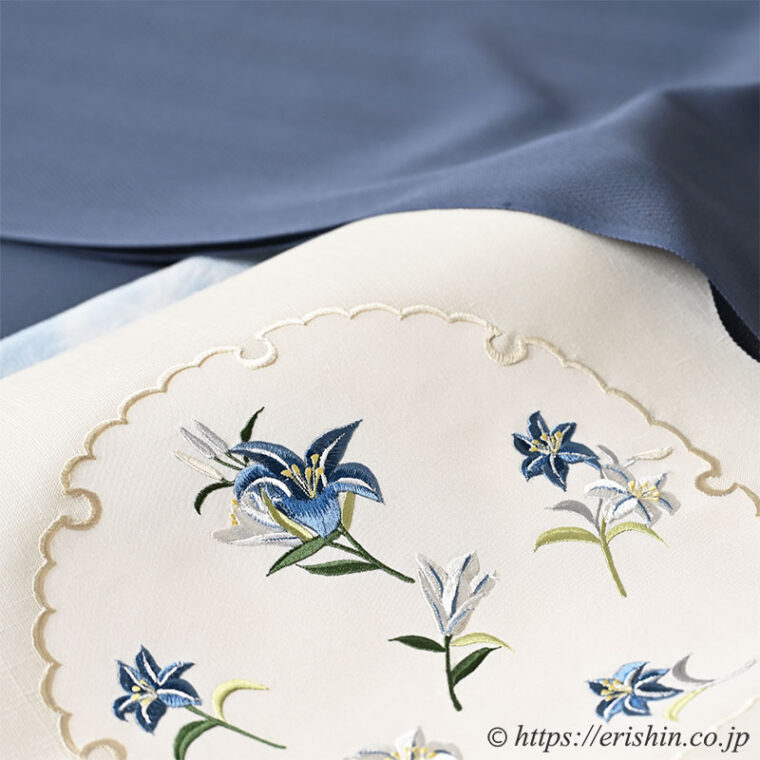 旬のお勧めコーディネート「ヘリンボーンのマニッシュな紋紗に百合の刺繍の帯」