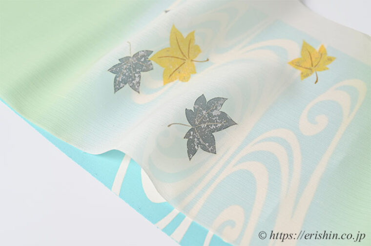 染名古屋帯（楓に観世水/無双） [夏・単衣向]