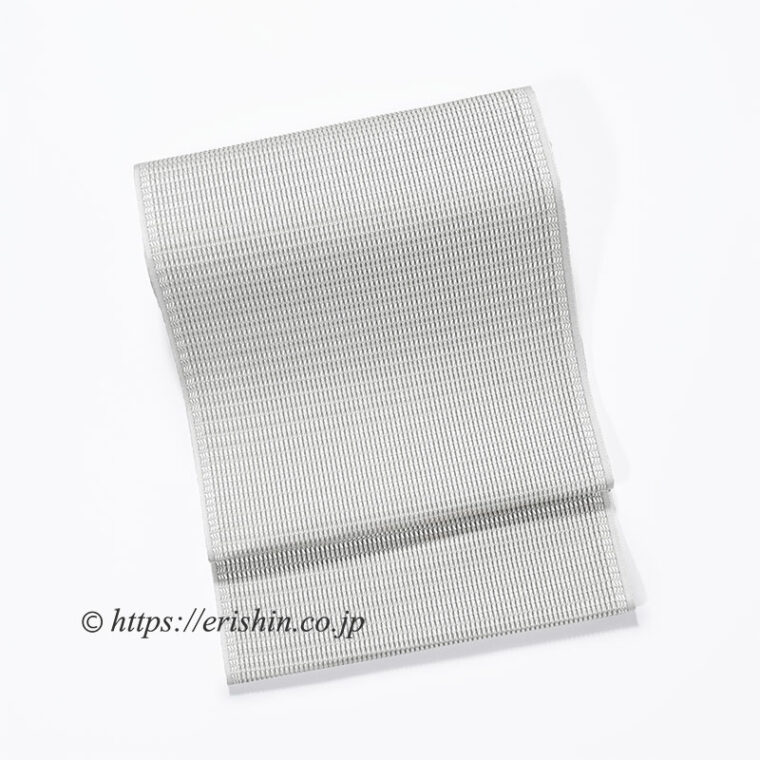 八寸織名古屋帯（浮遊/白鼠色・紗）[オールシーズン]