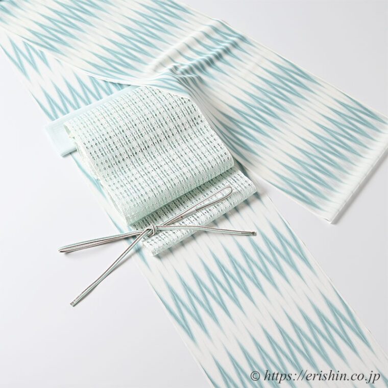 旬のお勧めコーディネート「爽やかな山絣の明石縮」羅八寸帯と