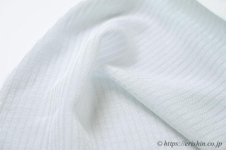 帯揚げ（無地/藍白色・竪絽薄手縮緬）[夏・単衣向]