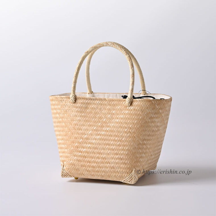 竹籠バッグ（被せファスナー付/ナチュラルベージュ）