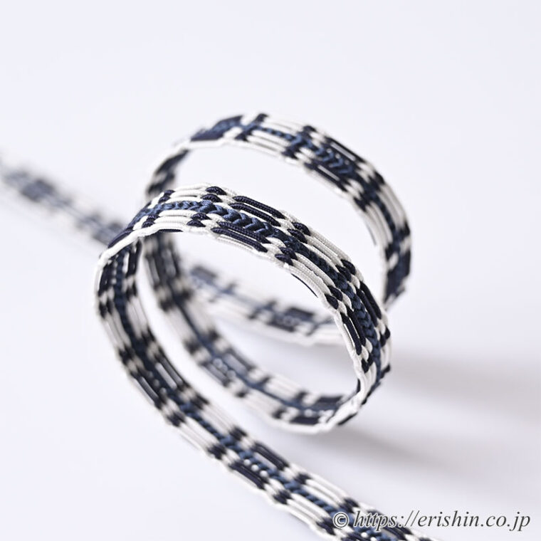 帯締め　綾竹段レース組（特甲レース/紺鼠）